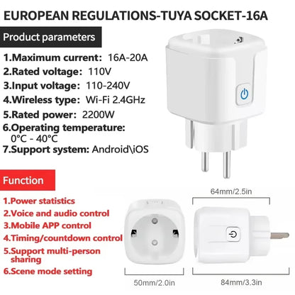 Smart Plug Tuya Smart Socket EU 20A