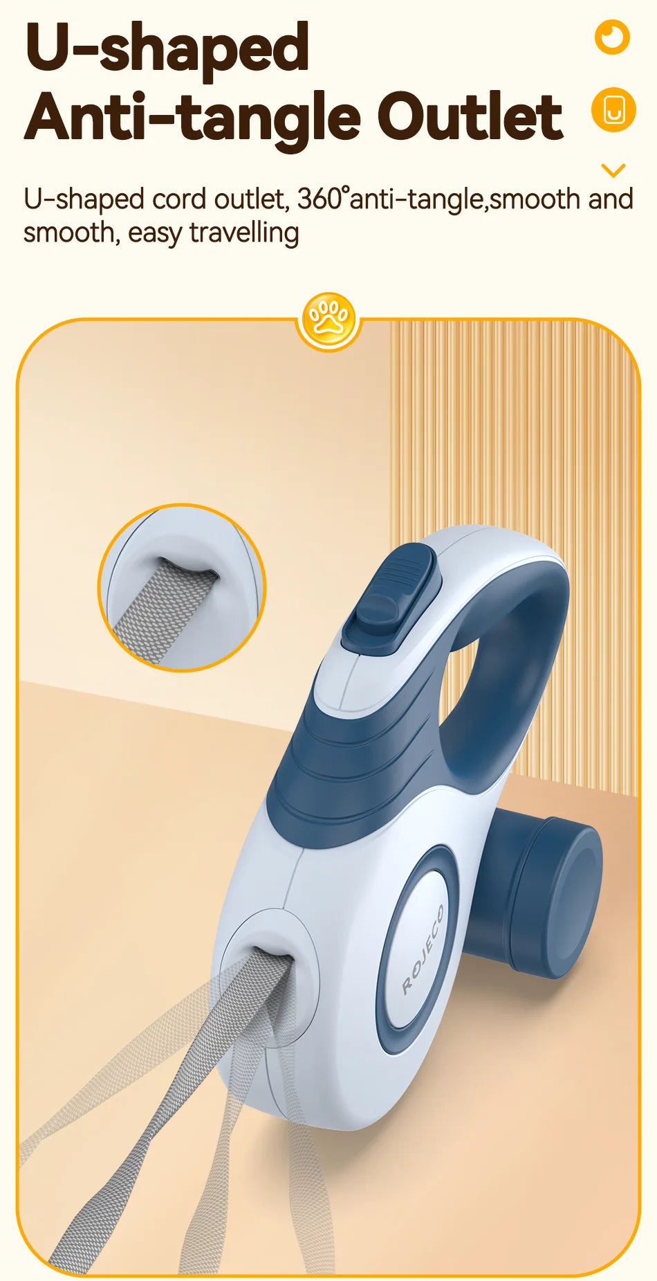 ROJECO 3M/5M Automatic Retractable Dog Leash