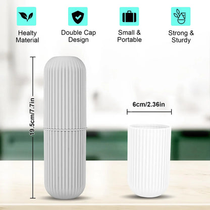 Travel toileting cup toothbrush