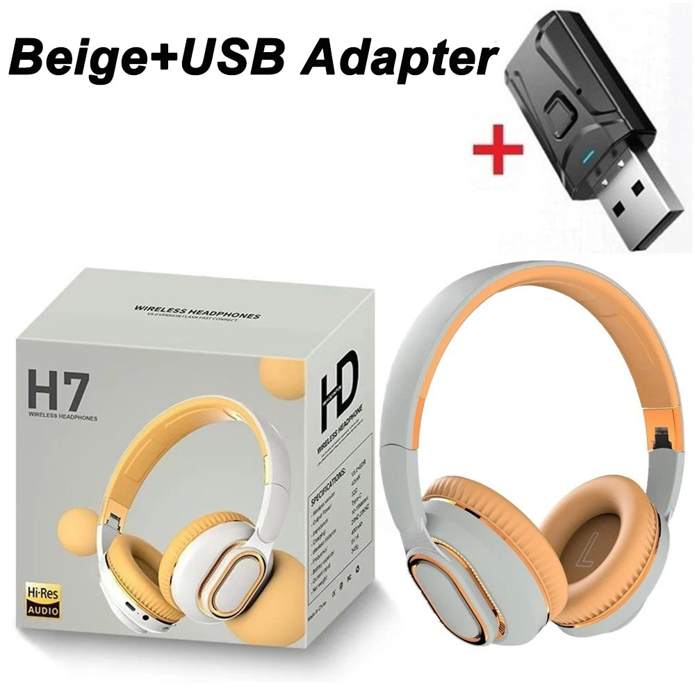 H7/H3 Bluetooth Headphone Wireless Headset with Mic USB Adaptor Headset Stereo Foldable Bass