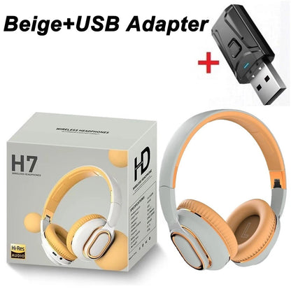H7/H3 Bluetooth Headphone Wireless Headset with Mic USB Adaptor Headset Stereo Foldable Bass