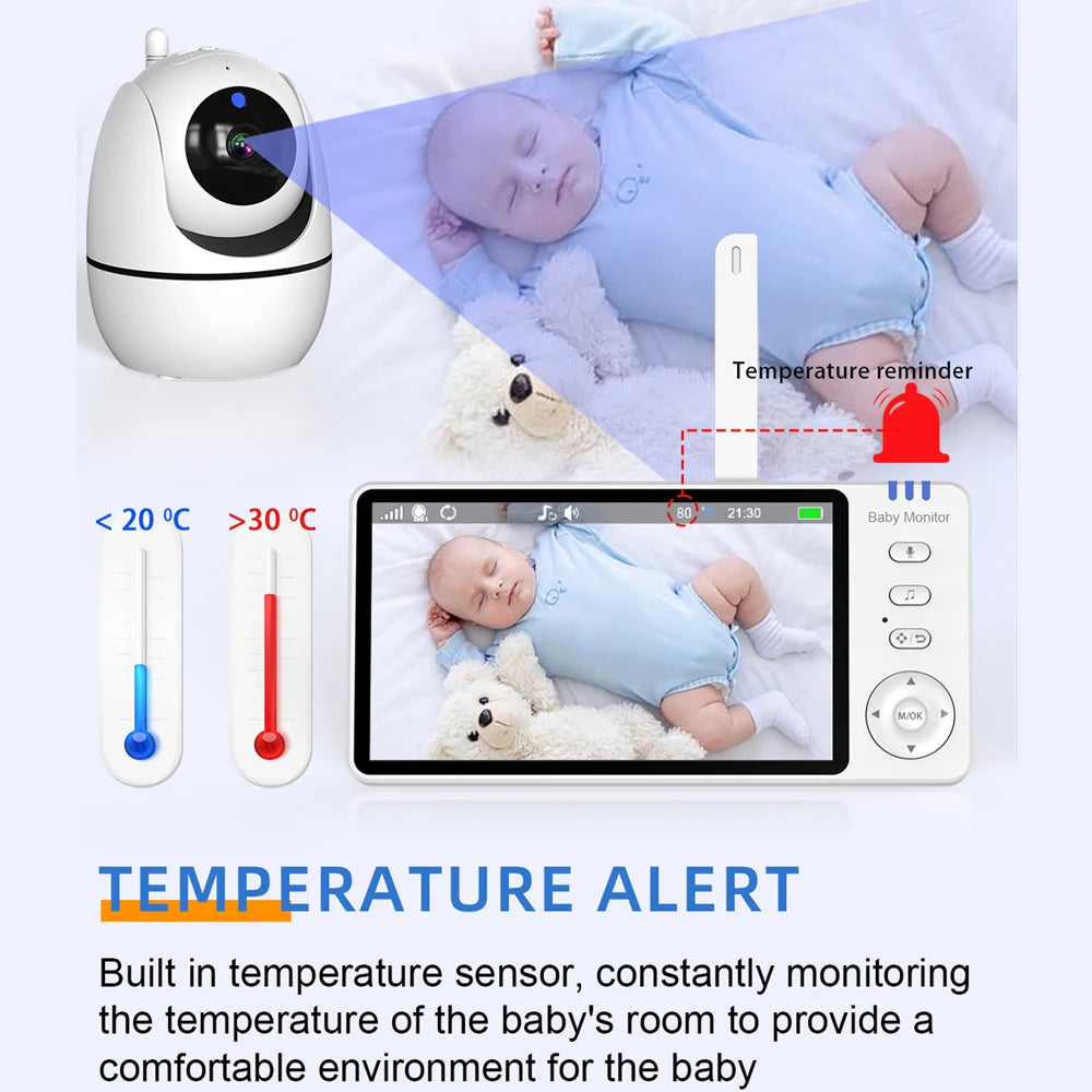 Wireless 5.0 Inch Video Baby Monitor With Pan Tilt Camera with Night Vision