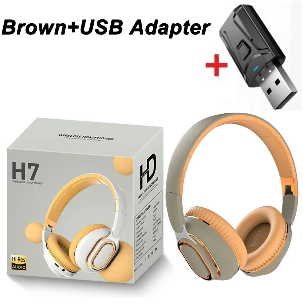 H7/H3 Bluetooth Headphone Wireless Headset with Mic USB Adaptor Headset Stereo Foldable Bass