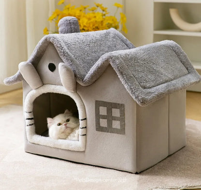Foldable luxury pet house with detachable mat