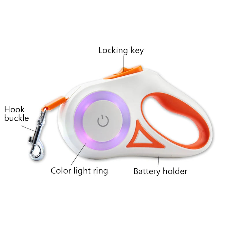 5M Automatic Retractable Dog Leash with Led Flashlight