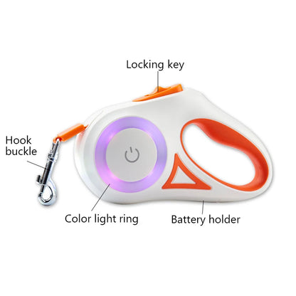 5M Automatic Retractable Dog Leash with Led Flashlight