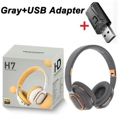 H7/H3 Bluetooth Headphone Wireless Headset with Mic USB Adaptor Headset Stereo Foldable Bass