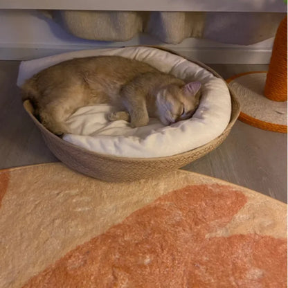 Woven Rattan Cat Basket Nesting Bed All-Season
