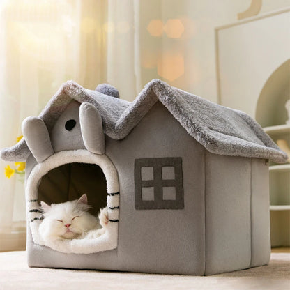 Foldable luxury pet house with detachable mat