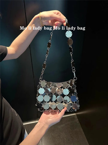 VELORIA – BOLSO TEJIDO METÁLICO CON LENTEJUELAS BRILLANTES