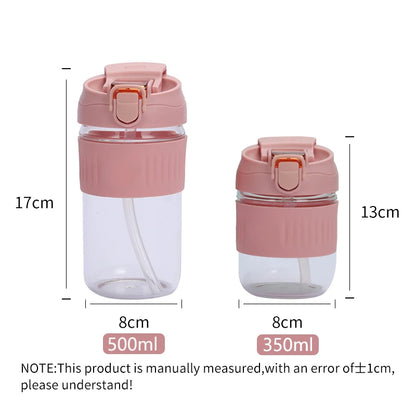 Holaroom Glass Water Bottle Portable Coffee Mug With Straw Anti-scalding Glass Bottle