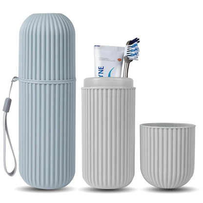 Travel toileting cup toothbrush