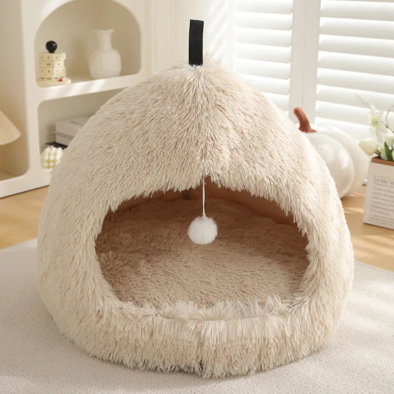 Winter Warm Plush Flannel Pet Bed - 2 in 1 Heated Cat Dog Kennel Pad