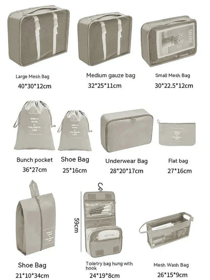 7/8/9/10 Pcs Set Travel Organizer