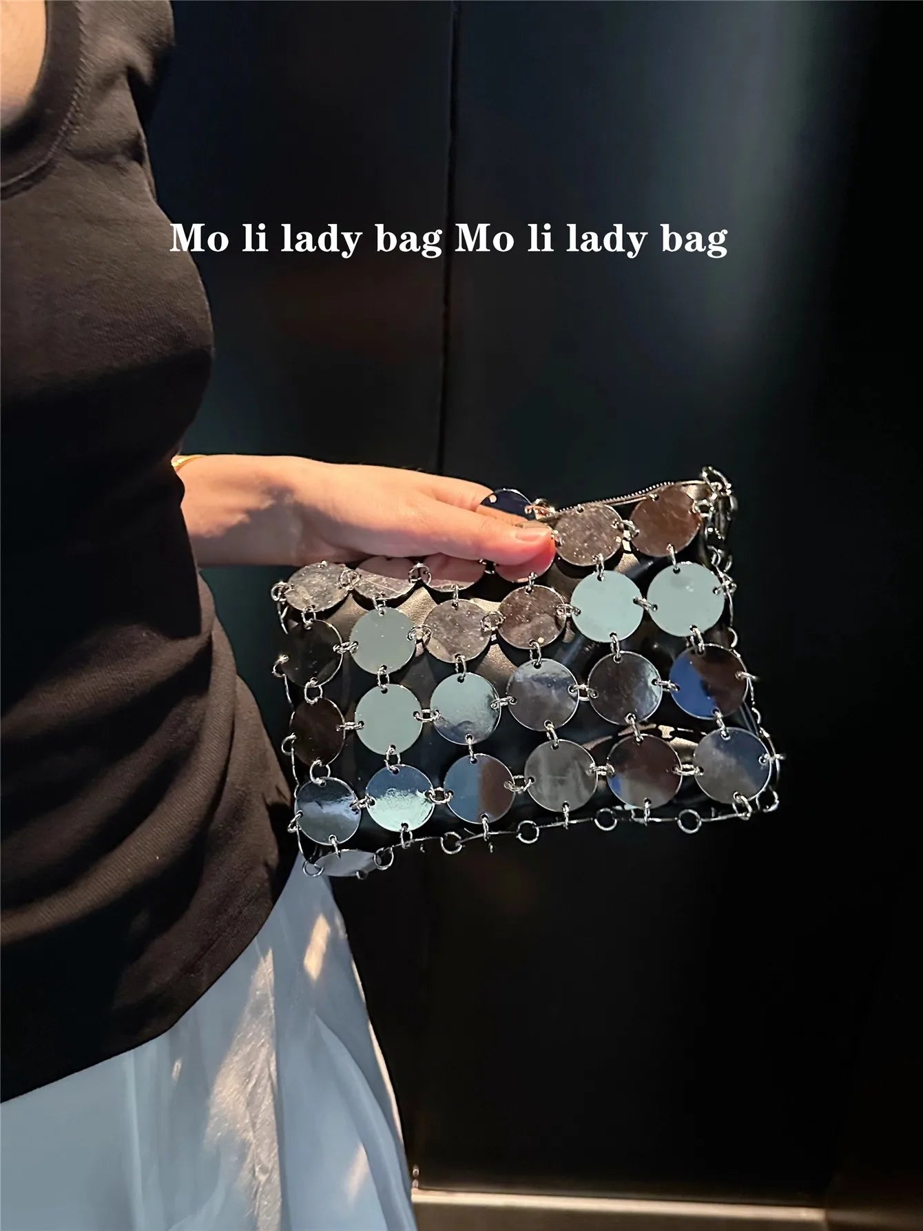 VELORIA – BOLSO TEJIDO METÁLICO CON LENTEJUELAS BRILLANTES