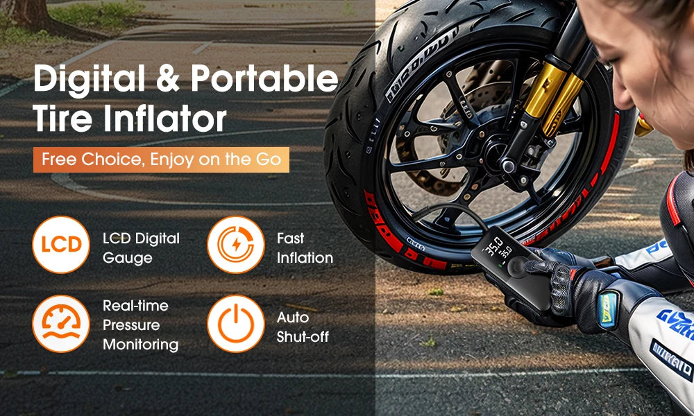 Mini Inflador de Neumáticos Portátil con Apagado Automático