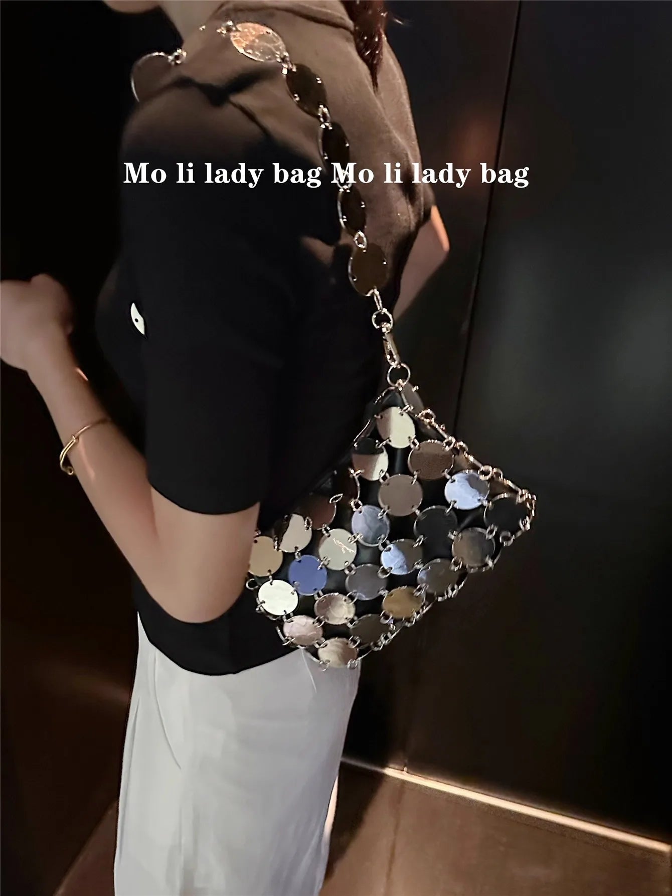 VELORIA – BOLSO TEJIDO METÁLICO CON LENTEJUELAS BRILLANTES