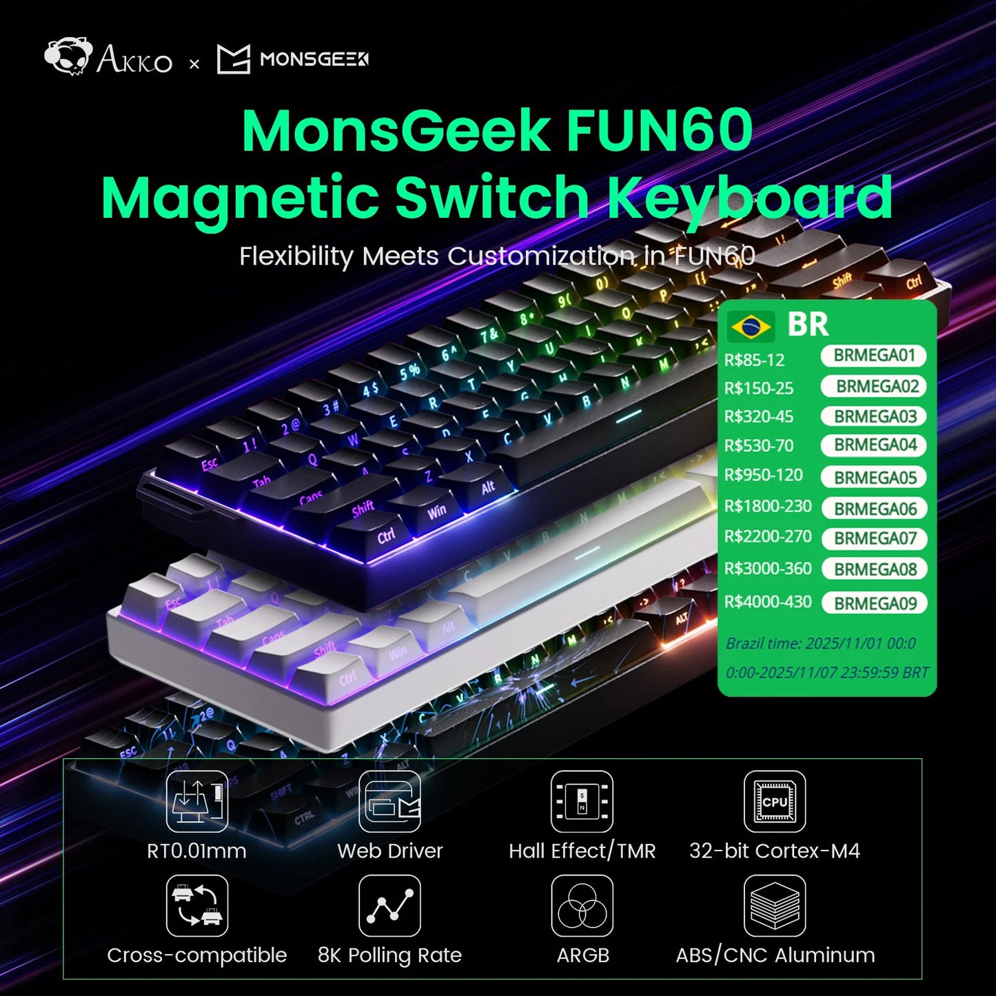 Mechanical Keyboard Magnetic Switch 0.01mm 8K ARGB HE/TMR