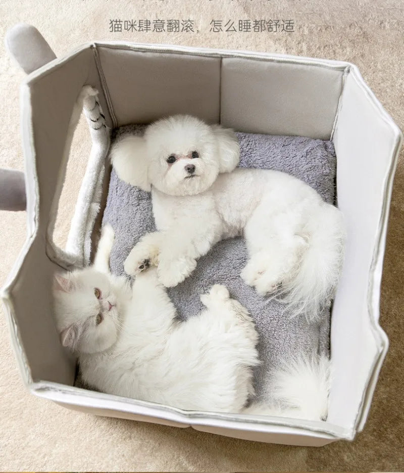 Foldable luxury pet house with detachable mat