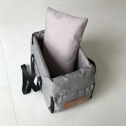 Portable Console Booster Dog Car Seat & Carrier for Small Dogs & Cats