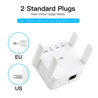 WiFi Repeater AC1200 Wi-Fi Booster WiFi Extender Amplifier 2.4G/5GHz