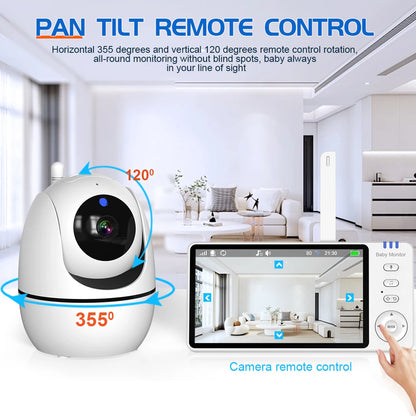 Wireless 5.0 Inch Video Baby Monitor With Pan Tilt Camera with Night Vision