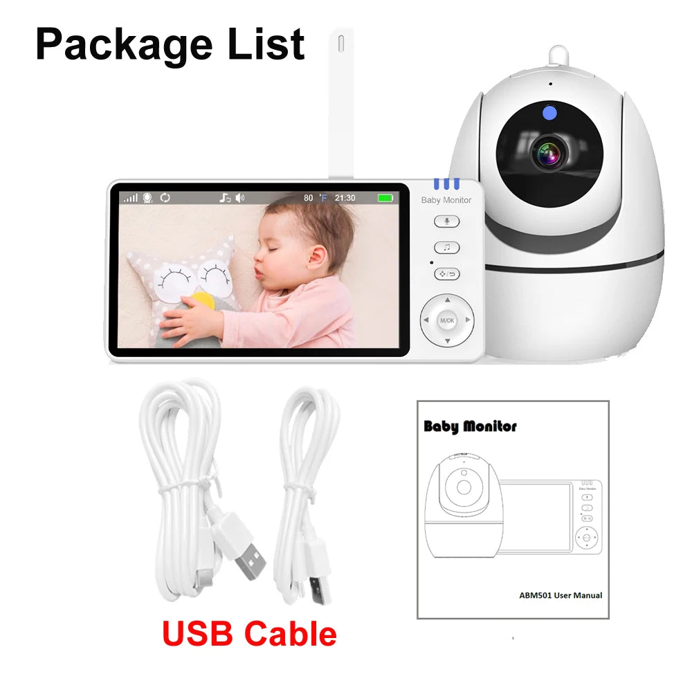 Wireless 5.0 Inch Video Baby Monitor With Pan Tilt Camera with Night Vision