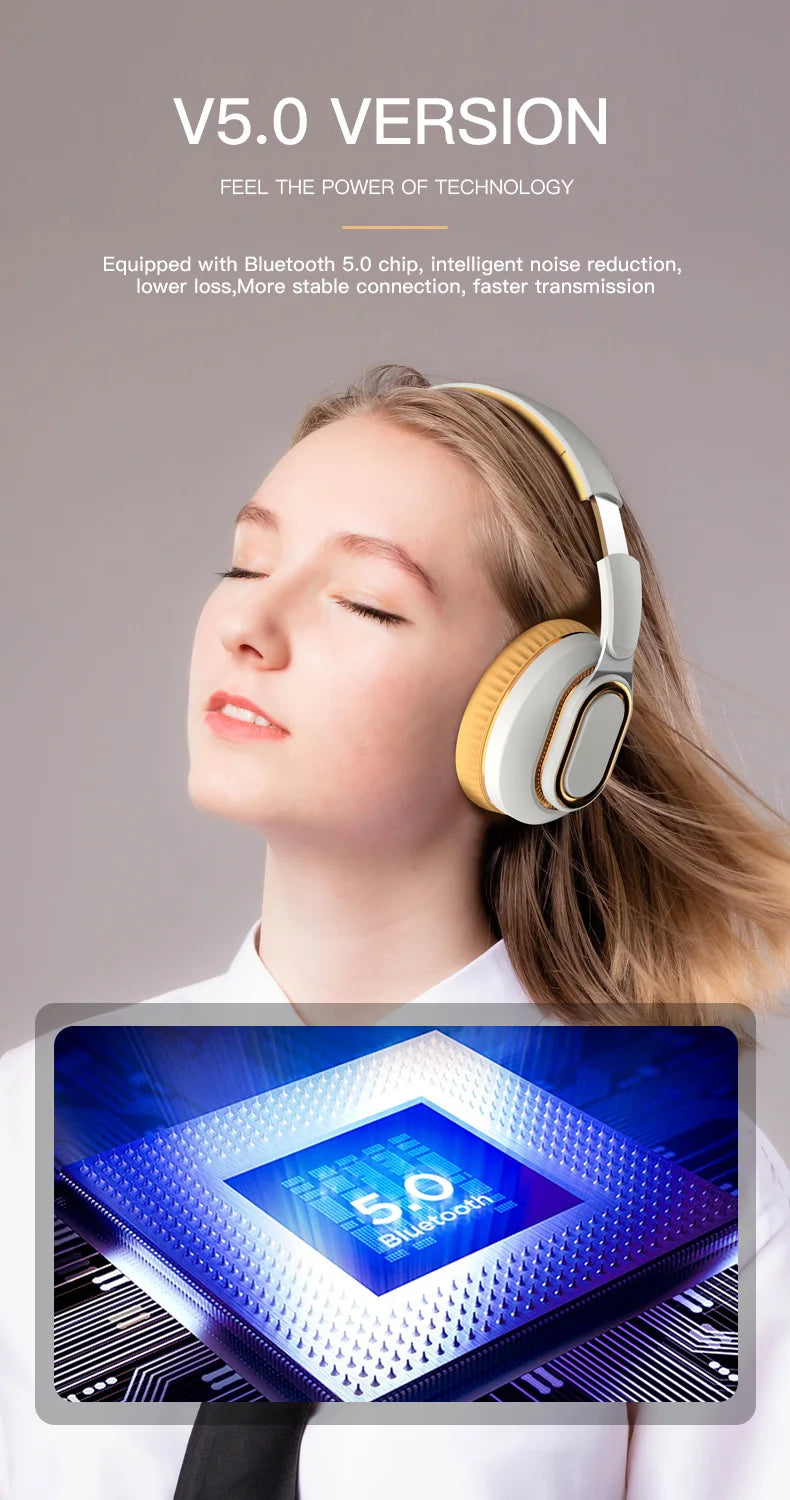 H7/H3 Bluetooth Headphone Wireless Headset with Mic USB Adaptor Headset Stereo Foldable Bass