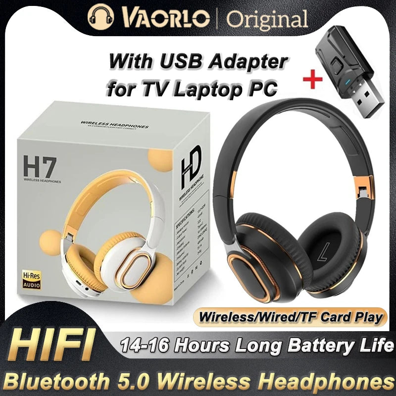 H7/H3 Bluetooth Headphone Wireless Headset with Mic USB Adaptor Headset Stereo Foldable Bass