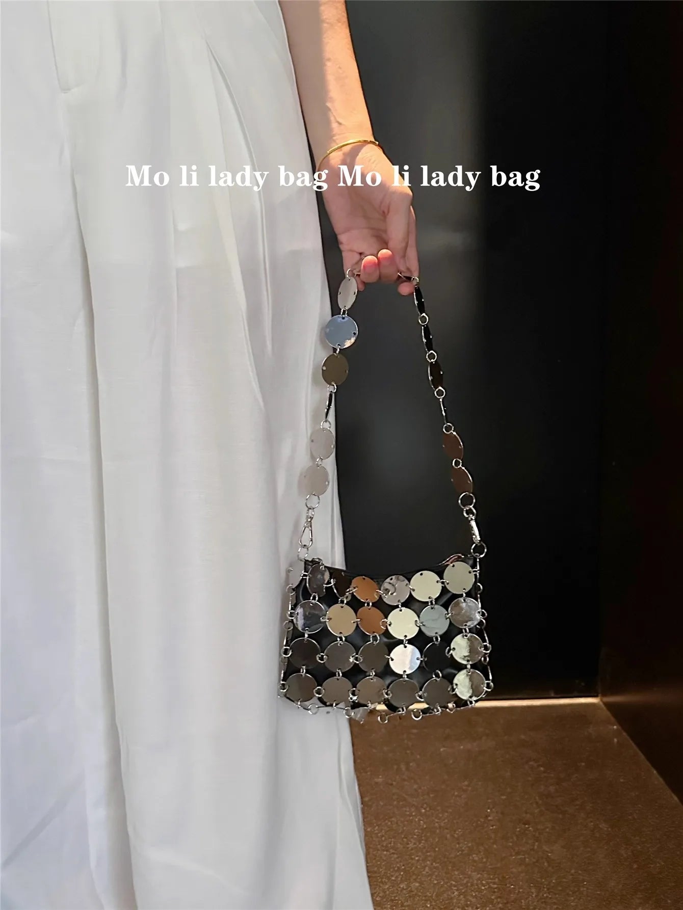VELORIA – BOLSO TEJIDO METÁLICO CON LENTEJUELAS BRILLANTES