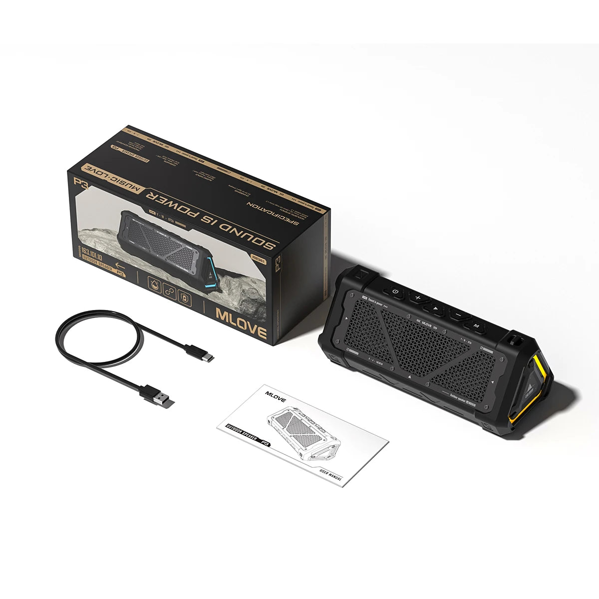 MLOVE P3 Outdoor Bluetooth Speaker, Stereo Sound IPX7 Waterproof, Micro SD Card, RGB Light