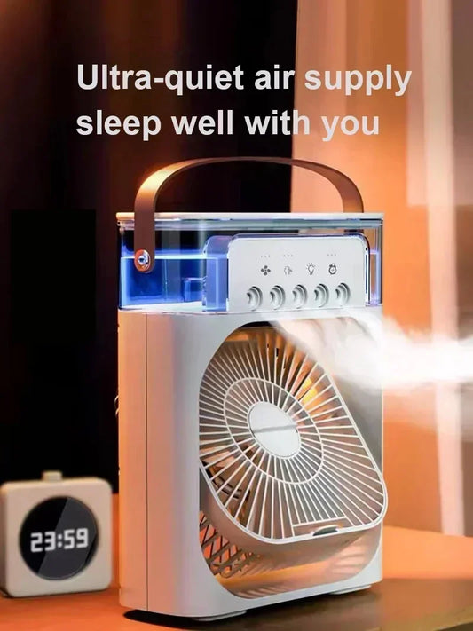 Portable 3-in-1 Air Cooler Fan-Humidifier with LED Night Light