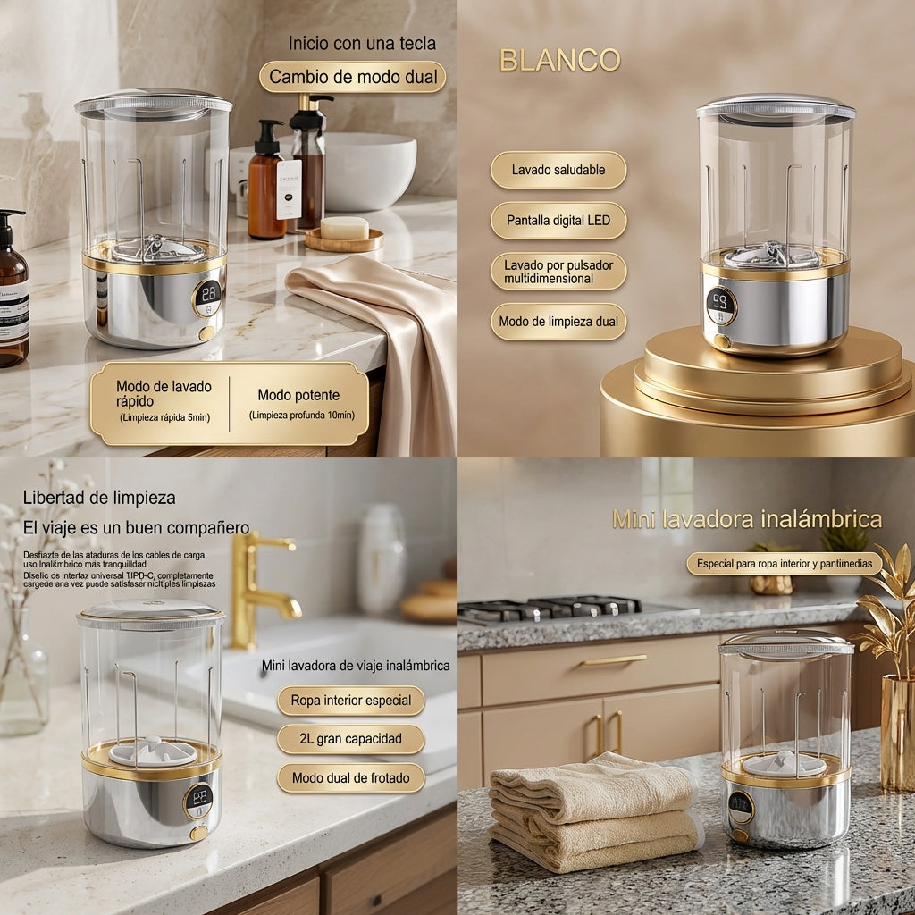 Mini Lavadora Portátil 2L Recargable para Ropa Infantil